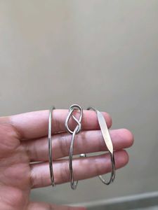 Unique Silver Tone Cuff Bracelets Set