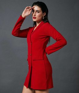 Chic Red Blazer Dress