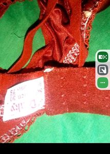 Elegant Red Satin Bra with Delicate Embellishment