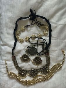 Oxidized Silver &amp; Gold Tone Necklace Set