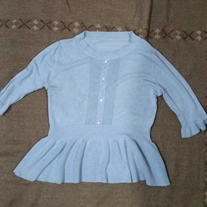 Baby Blue Knit Peplum Top