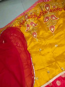 Vibrant Yellow &amp; Red marwadi Set