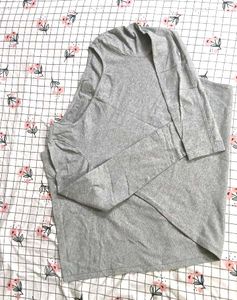 Elegant Grey Long Sleeve Midi Dress