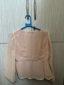 Chic Pink Polka Dot Wrap Blouse
