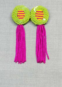 Vibrant Beaded Tassel Earrings