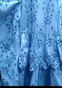 Blue Broderie Anglaise Mini Dress