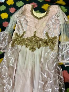 Elegant Embroidered Gown with balloon sleeves