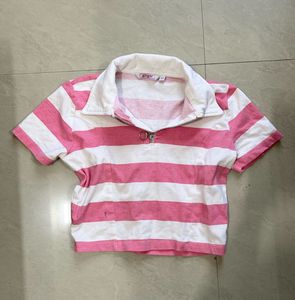 Casual zipper crop-top