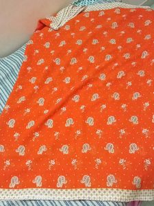 Orange Paisley Print Fabric