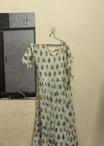 Light Blue Floral Tiered Kurta