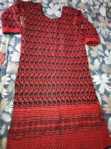 Black &amp; Red Embroidered Full Kurta❤️