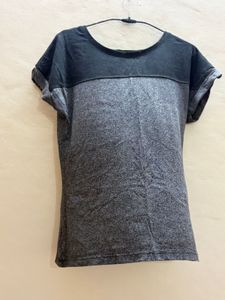 Grey & Black Colorblock T-Shirt