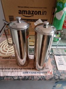 Set of 2 Stainless Steel Jugs
