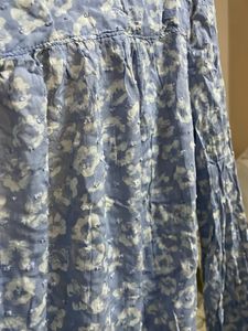 Blue Floral Print Tie-Up Blouse