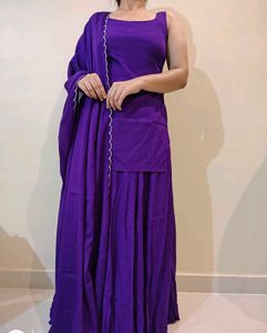 Anayna Purple Short Kurti Set with Skirt &amp; Dupatta