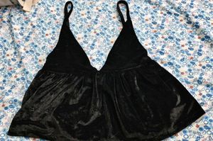 Velvet V-Neck Peplum Top