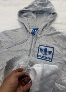 Adidas Grey Zip-Up Hoodie