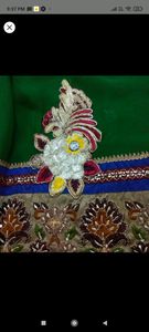 green party wear saree with stitched blouse