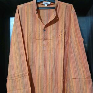 Men's Orange Striped Kurta