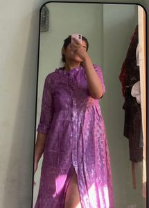 Purple Metallic Midi Dress