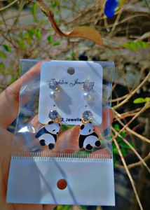 Cute Panda Stud Earrings 🤩 with attached 3 earrin
