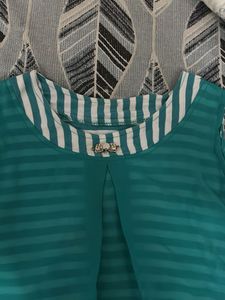 Stylish Teal Striped Tunic Top