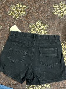 Classic Black Denim Shorts