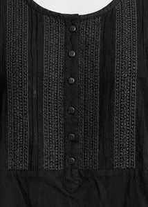 Black Embroidered Button-Up kurti Top