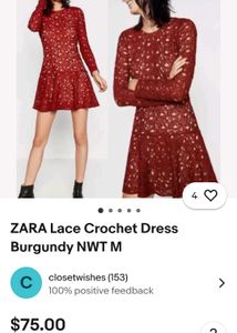 Zara Maroon Lace Dress