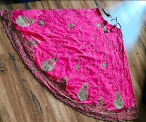 Vibrant Pink Embroidered Lehenga Skirt