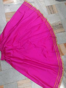 Vibrant Pink Ethnic Skirt with Gold Trim