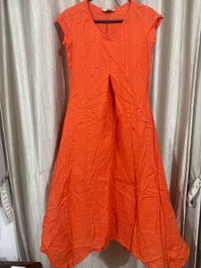 Vibrant Orange Textured Dress