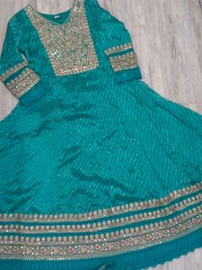anarkali organza tissue suit