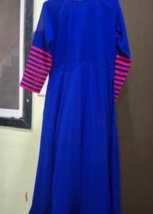 Stylish Blue Kurta with Pink Sleeves