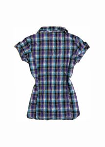 y2k long Purple Plaid Shirt