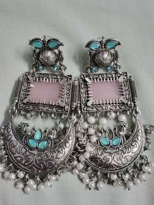 Designer Oxidised Jhumka Earrings
