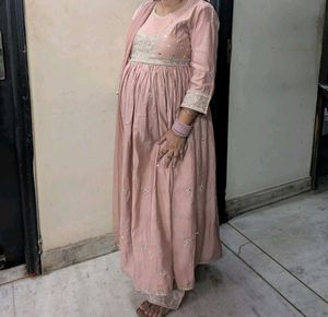 Elegant Peach Embroidered Kurta Set