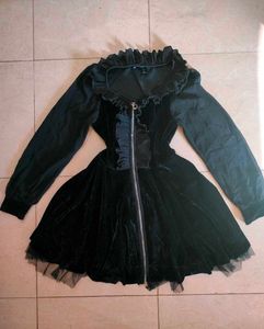Gothic Lolita Style Velvet Dress🐧🍙🚓🎮📞💣