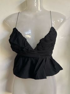 Chic Black Ruffle Crop Top