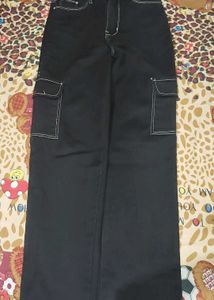 Black Wide Leg Cargo Pants