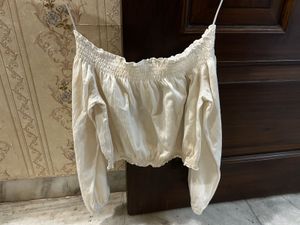 Chic Off-Shoulder Smocked Crop Top