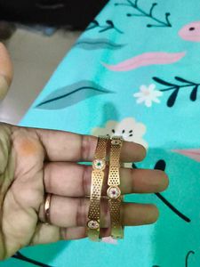 Elegant Gold Plated Bangles with Stones