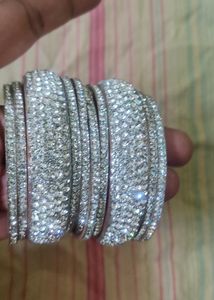 White Stone Bangle Set