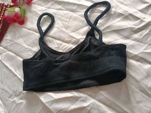 Black Ribbed Bikini Top