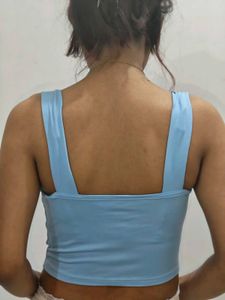 Cute Blue Ruched Tank Top