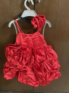 New born Rose Dress With Hair Band