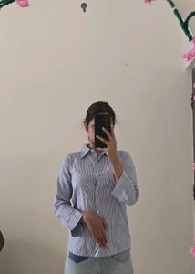 Blue Striped Button-Up Shirt