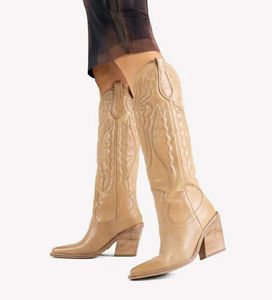 Tan Leather Western Cowboy Boots