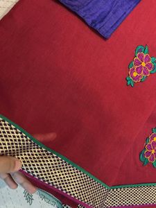 red pure cotton saree