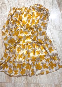 Yellow Floral Tiered Mini Dress